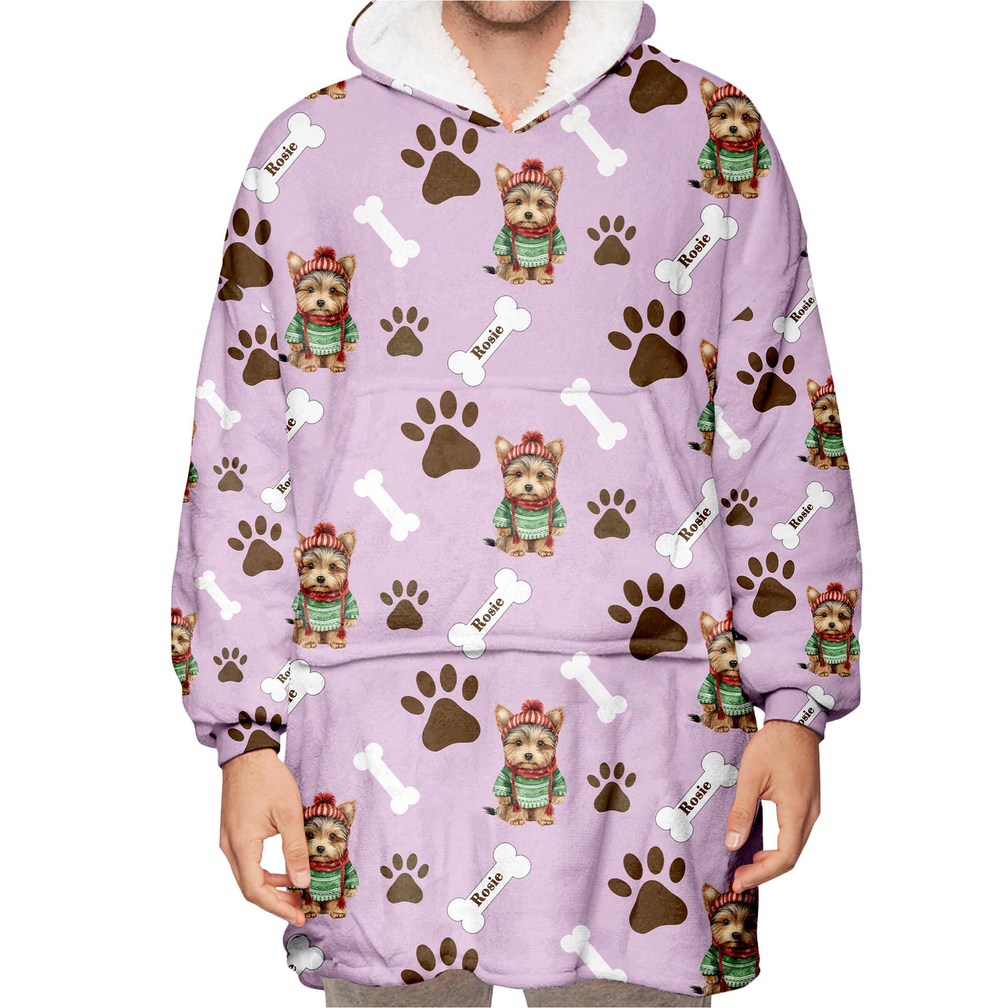 Personalized Pup In Ugly Sweater Blanket Hoodie