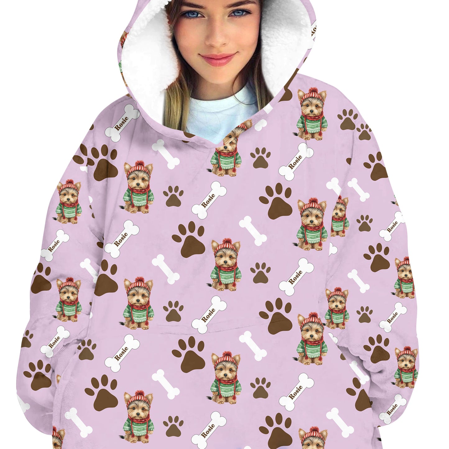 Personalized Pup In Ugly Sweater Blanket Hoodie