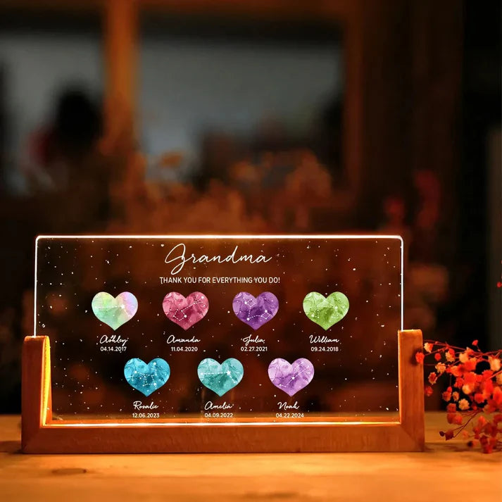 Birthstone Constellations Custom Acrylic LED Night Light, Gift For Grandma, Mother's Day Gift