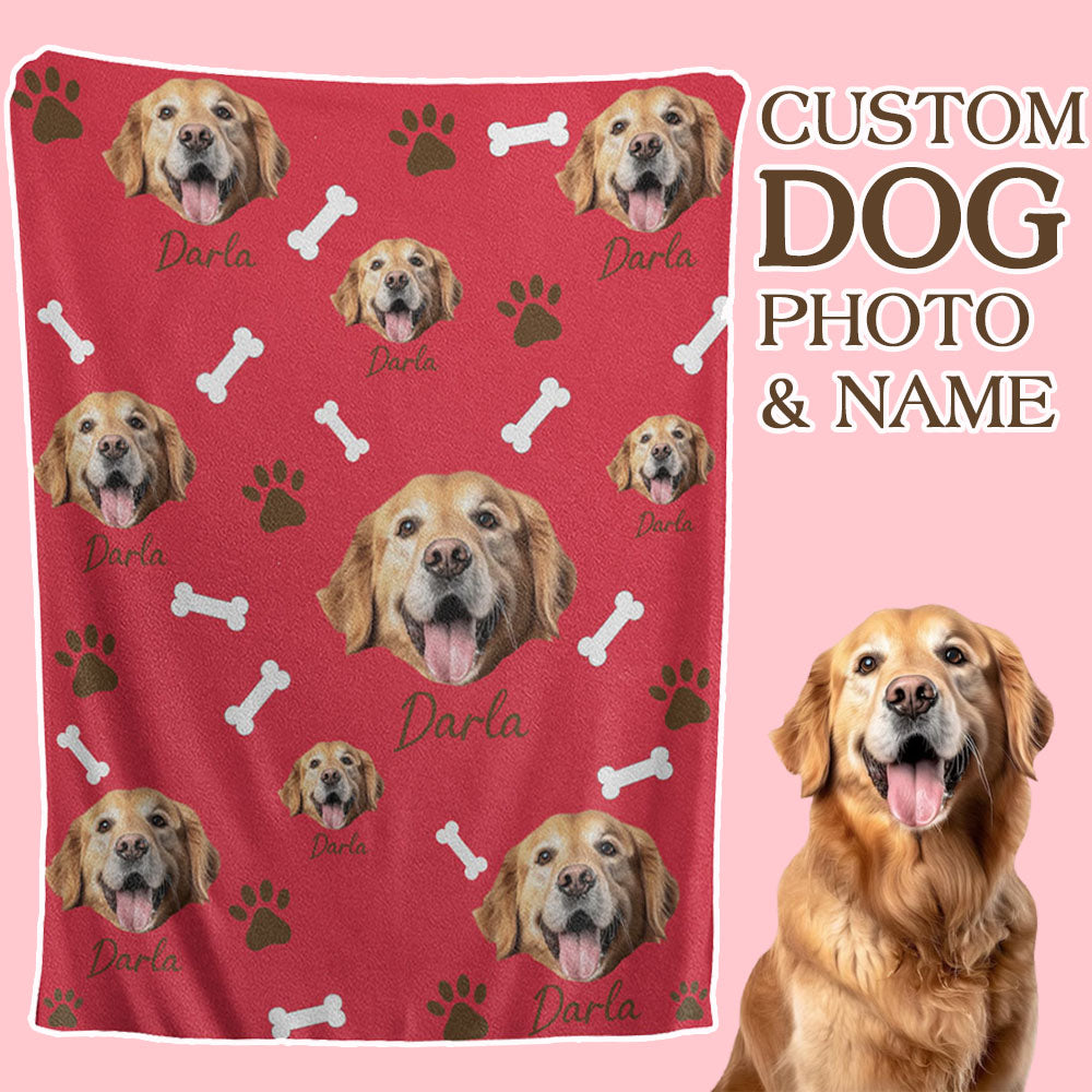 Personalized Pet Dog Cat Photo And Name Custom Soft Blanket