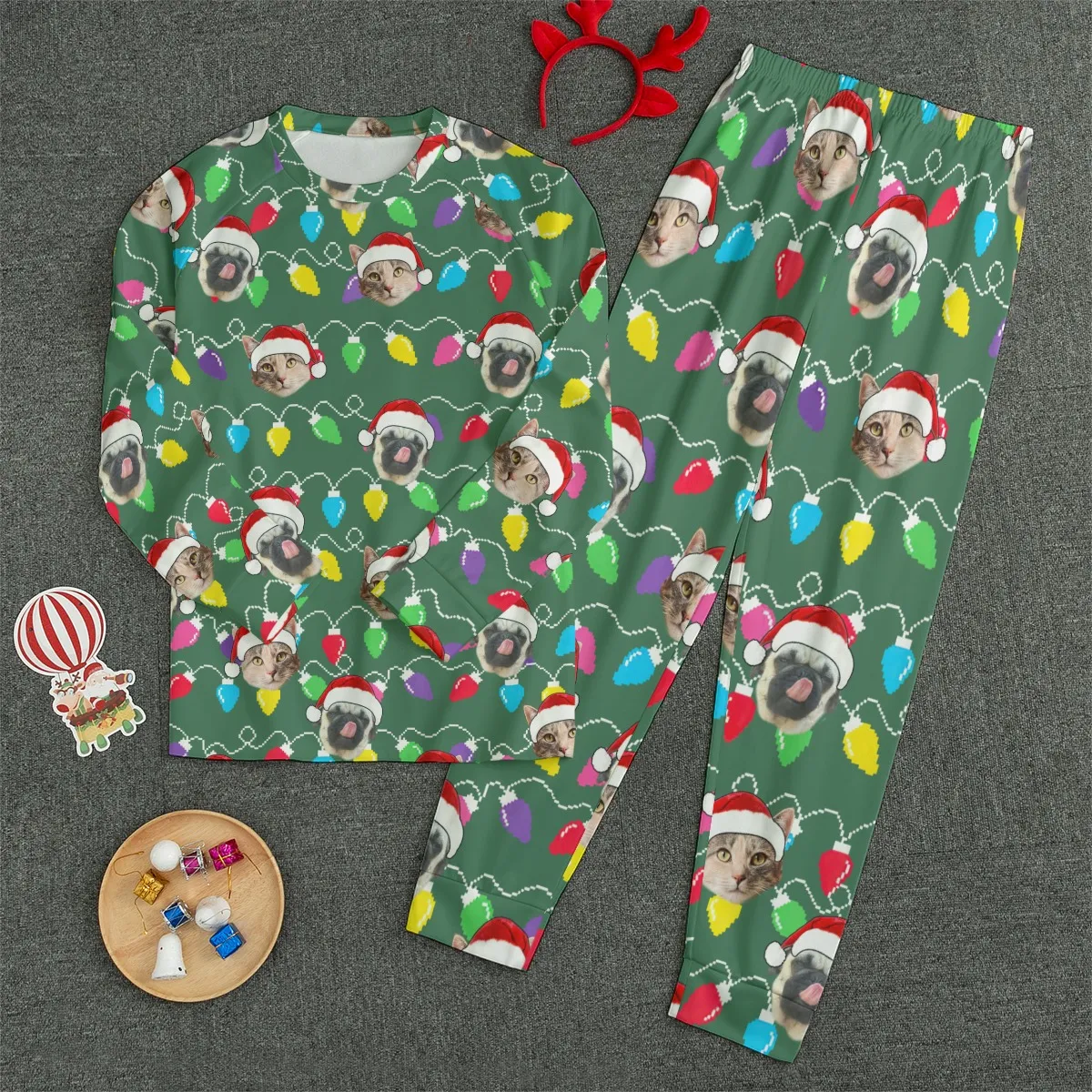 Personalized Pet Dog Cat Christmas Light Unisex Pajama Set