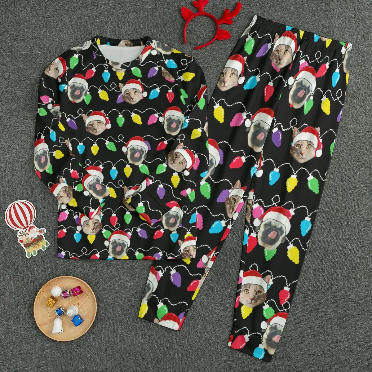Personalized Pet Dog Cat Christmas Light Unisex Pajama Set