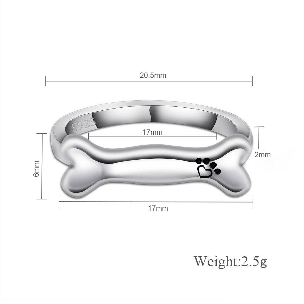 Personalized S925 Silver Bone Shaped Name Ring