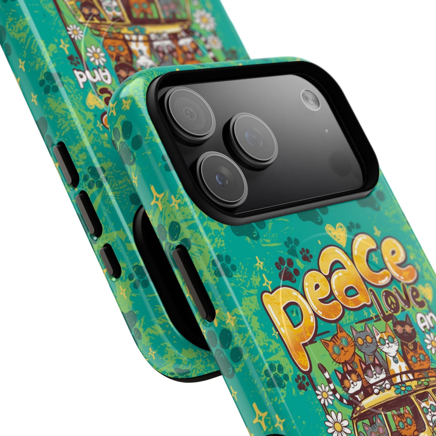 PEACE LOVE AND MEOW CATS MAGNETIC PHONE CASE - TY0707263