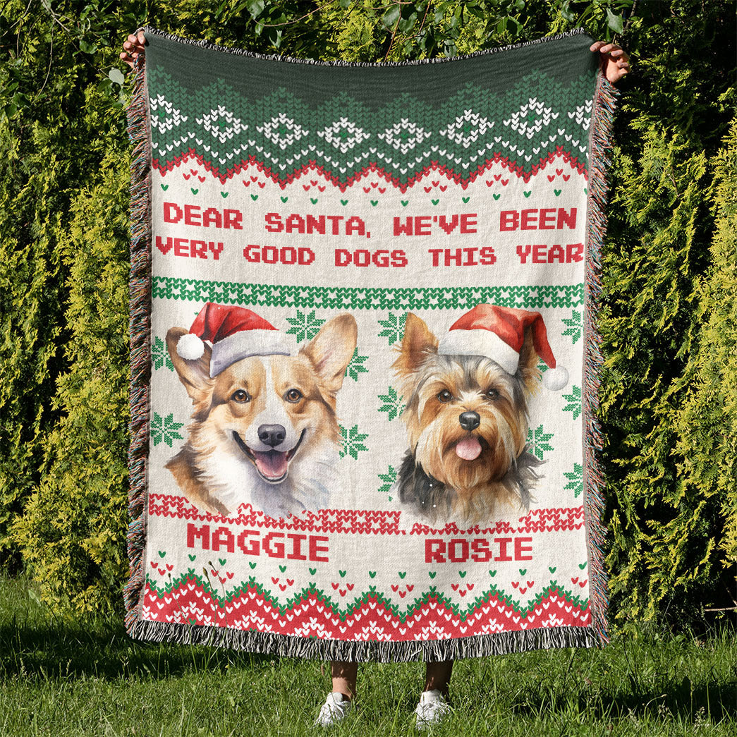 Personalized Pet Dog Cat Dear Santa Imitation Knitted Woven Blanket