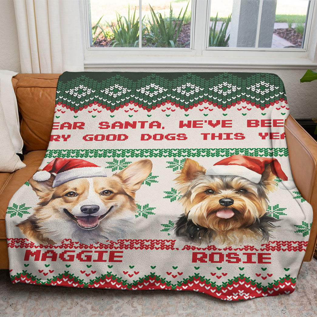 Personalized Pet Dog Cat Dear Santa Imitation Knitted Soft Blanket