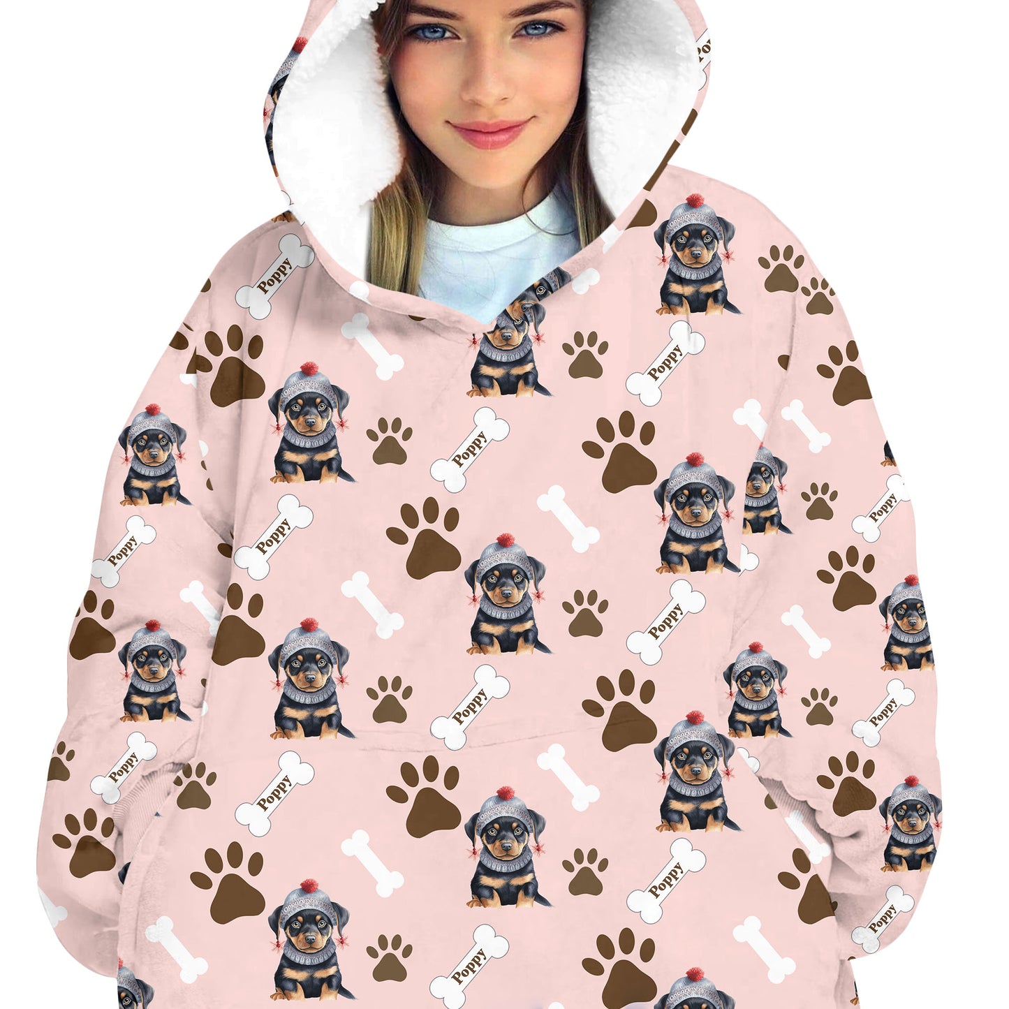 Personalized Pup In Ugly Sweater Blanket Hoodie