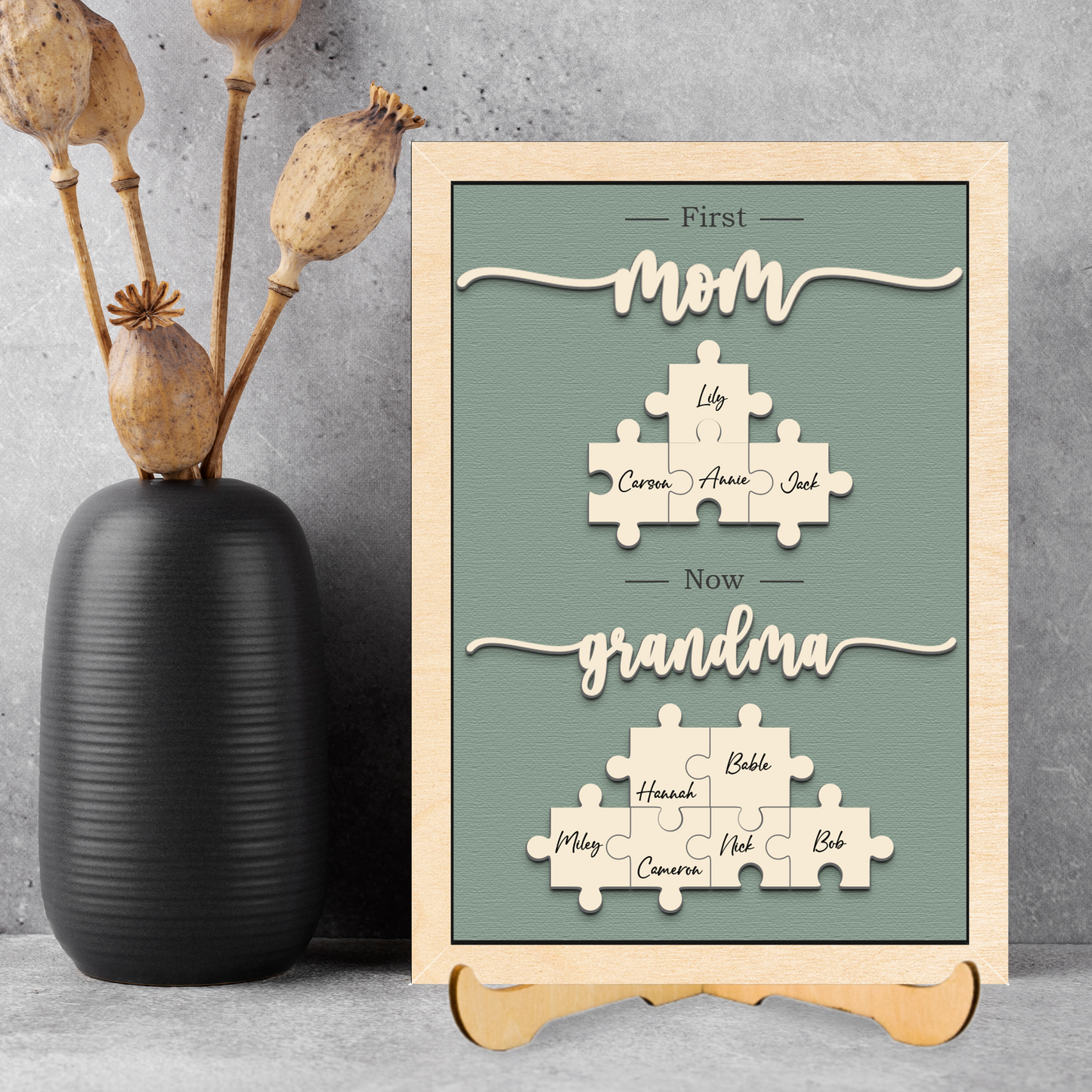 Mother's Day Custom First Mom Now Grandma Puzzle Sign