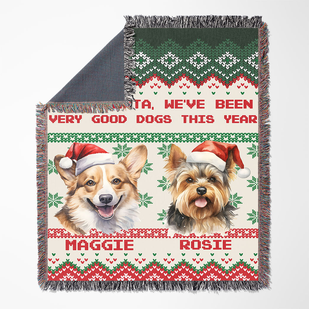 Personalized Pet Dog Cat Dear Santa Imitation Knitted Woven Blanket