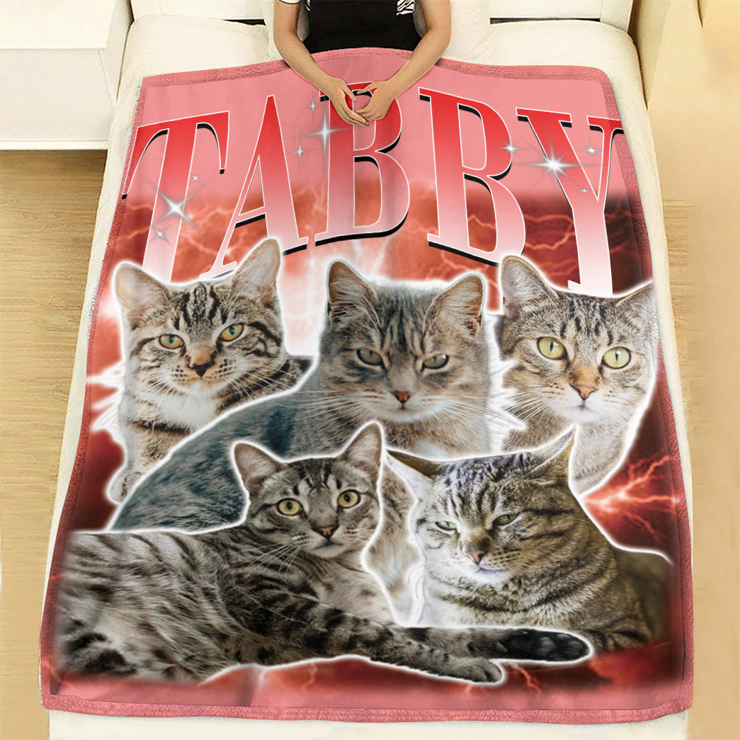 Personalized Pet Dog Cat Vintage Photo And Name Printed Soft Blanket