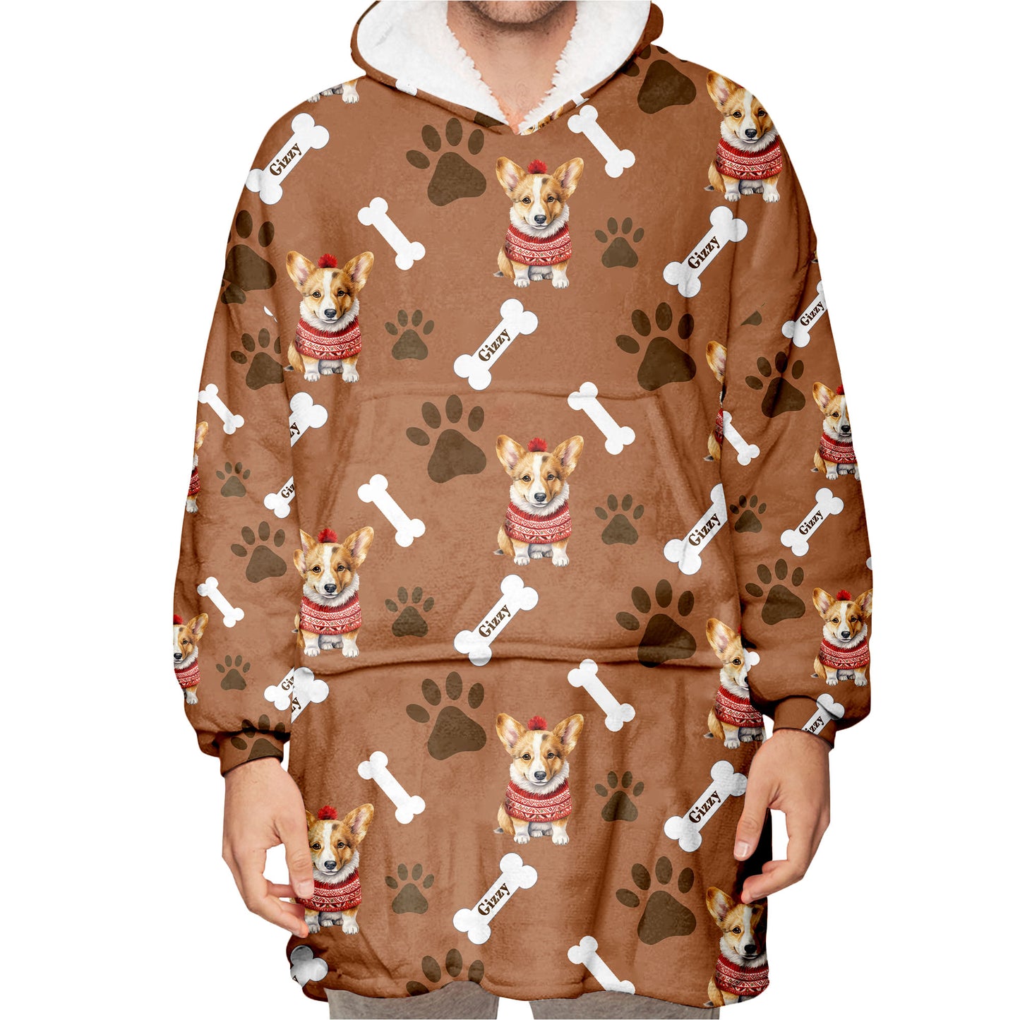 Personalized Pup In Ugly Sweater Blanket Hoodie