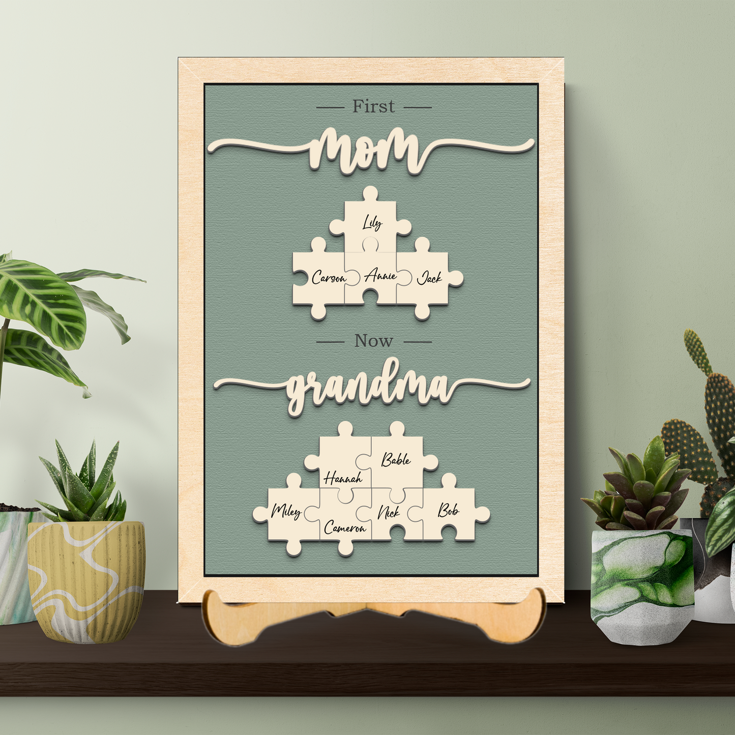 Mother's Day Custom First Mom Now Grandma Puzzle Sign