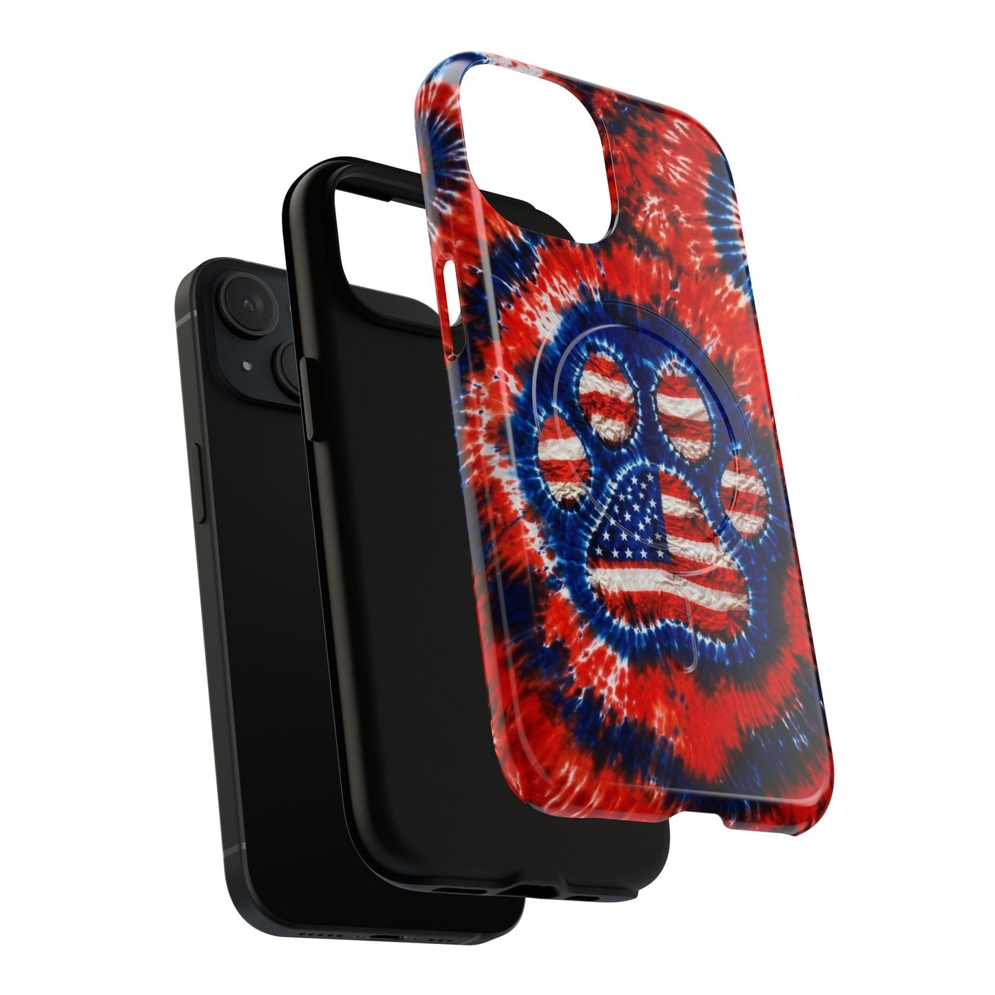 PAW PRINT RED WHITE & BLUE MAGNETIC PHONE CASE - TLHN0405264