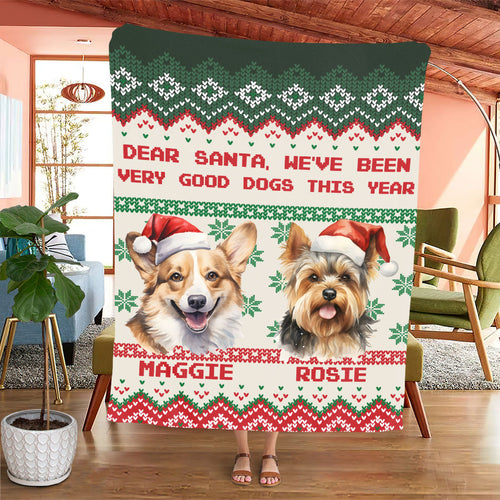 Personalized Pet Dog Cat Dear Santa Imitation Knitted Soft Blanket