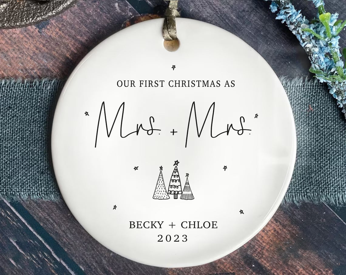 First Christmas Married Ornament - Mr and Mrs Tree Christmas Ornament - Our First Christmas Married as Mr and Mrs Ornament