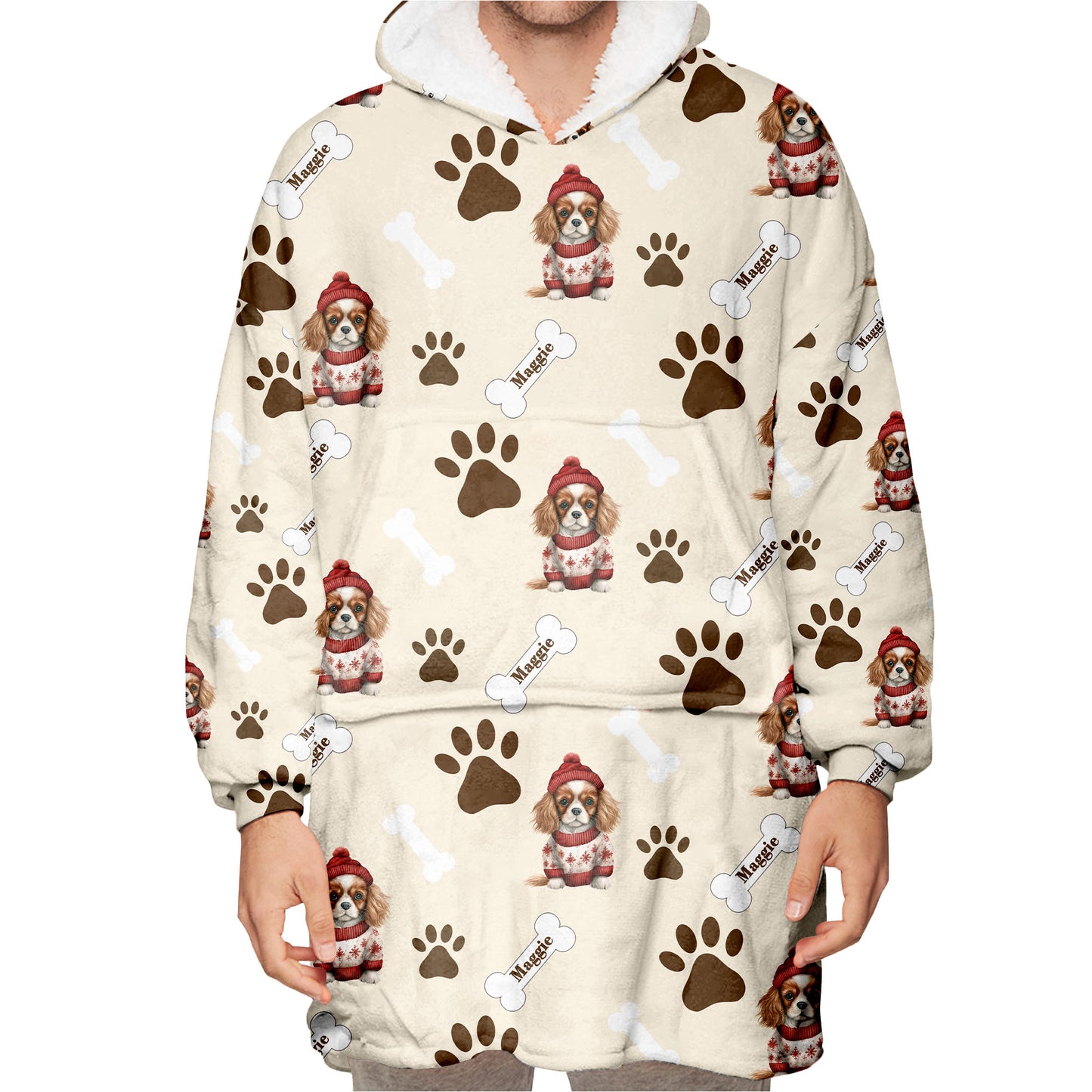Personalized Pup In Ugly Sweater Blanket Hoodie