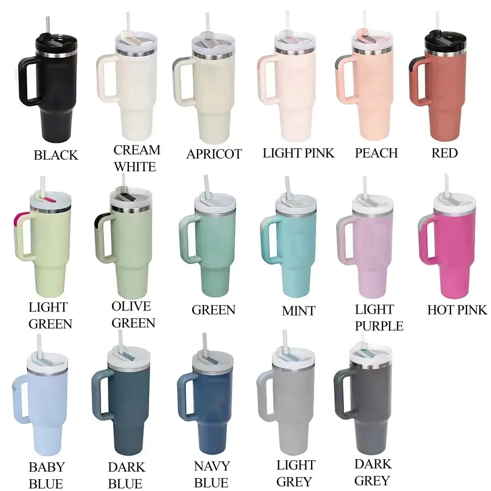 Mom's Garden Insulated Mug With Handle And Straw Stainless Steel Cup For Car Home