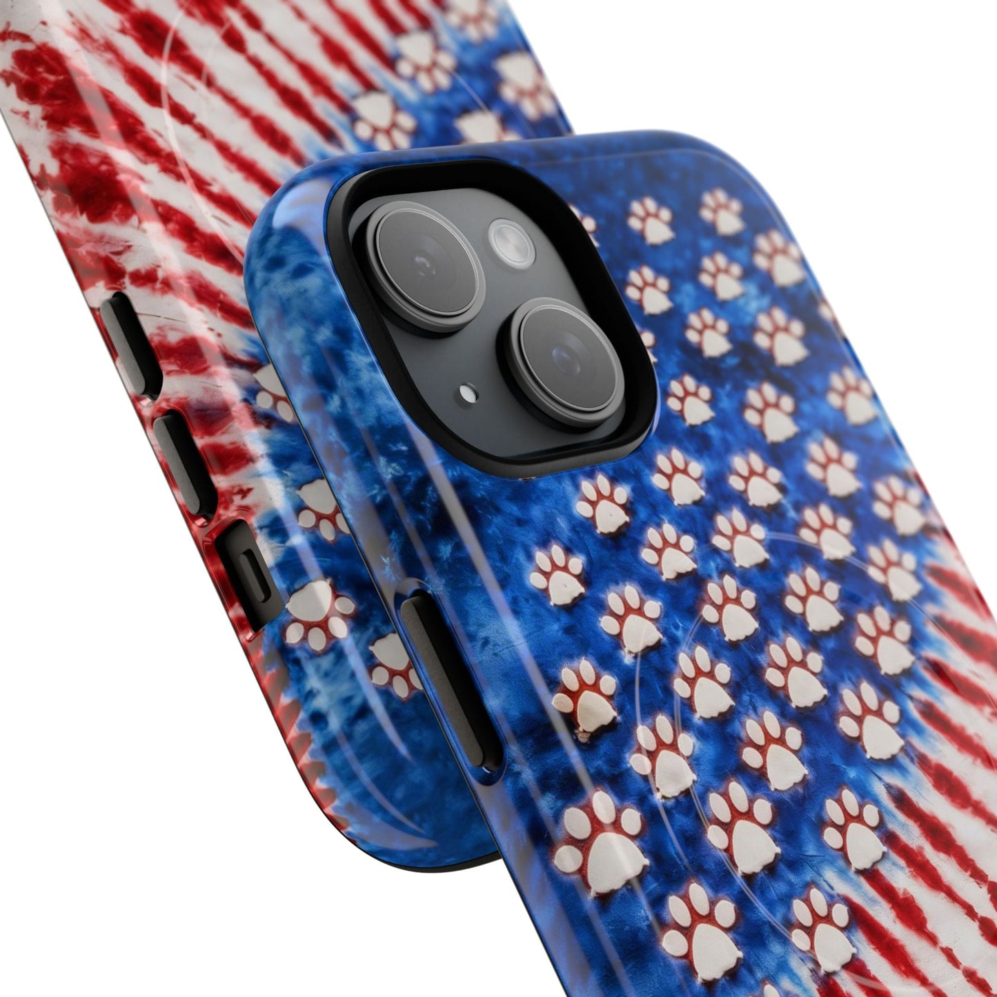 PAW PRINT RED WHITE & BLUE MAGNETIC PHONE CASE - TLHG1704262