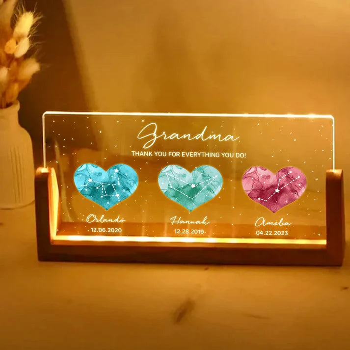 Birthstone Constellations Custom Acrylic LED Night Light, Gift For Grandma, Mother's Day Gift