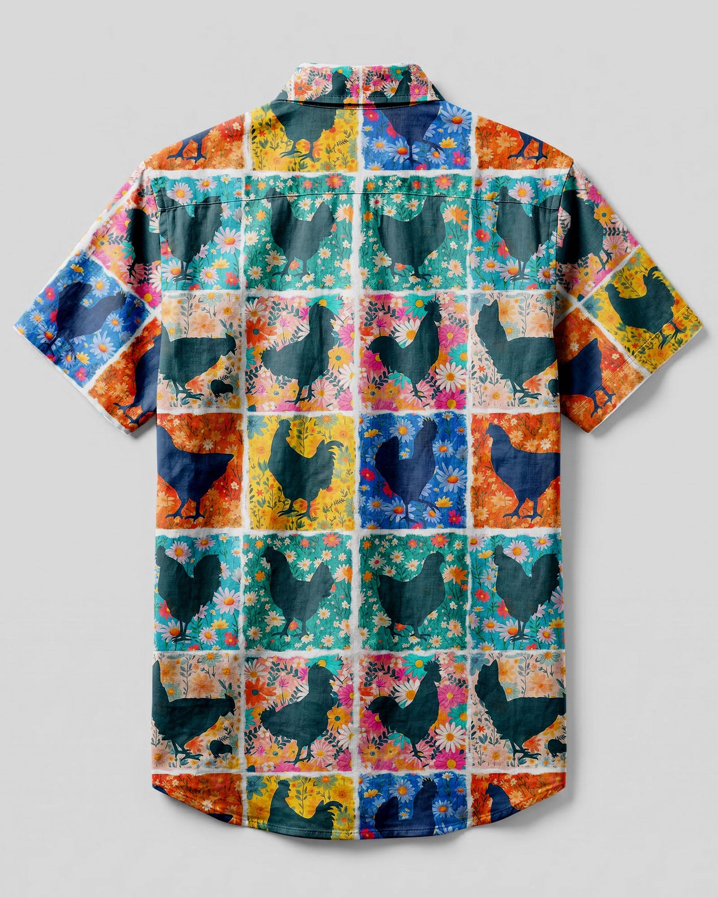FLORAL CHICKEN PATCHWORK BUTTON-DOWN COLLAR SHIRT - TYLN0107263