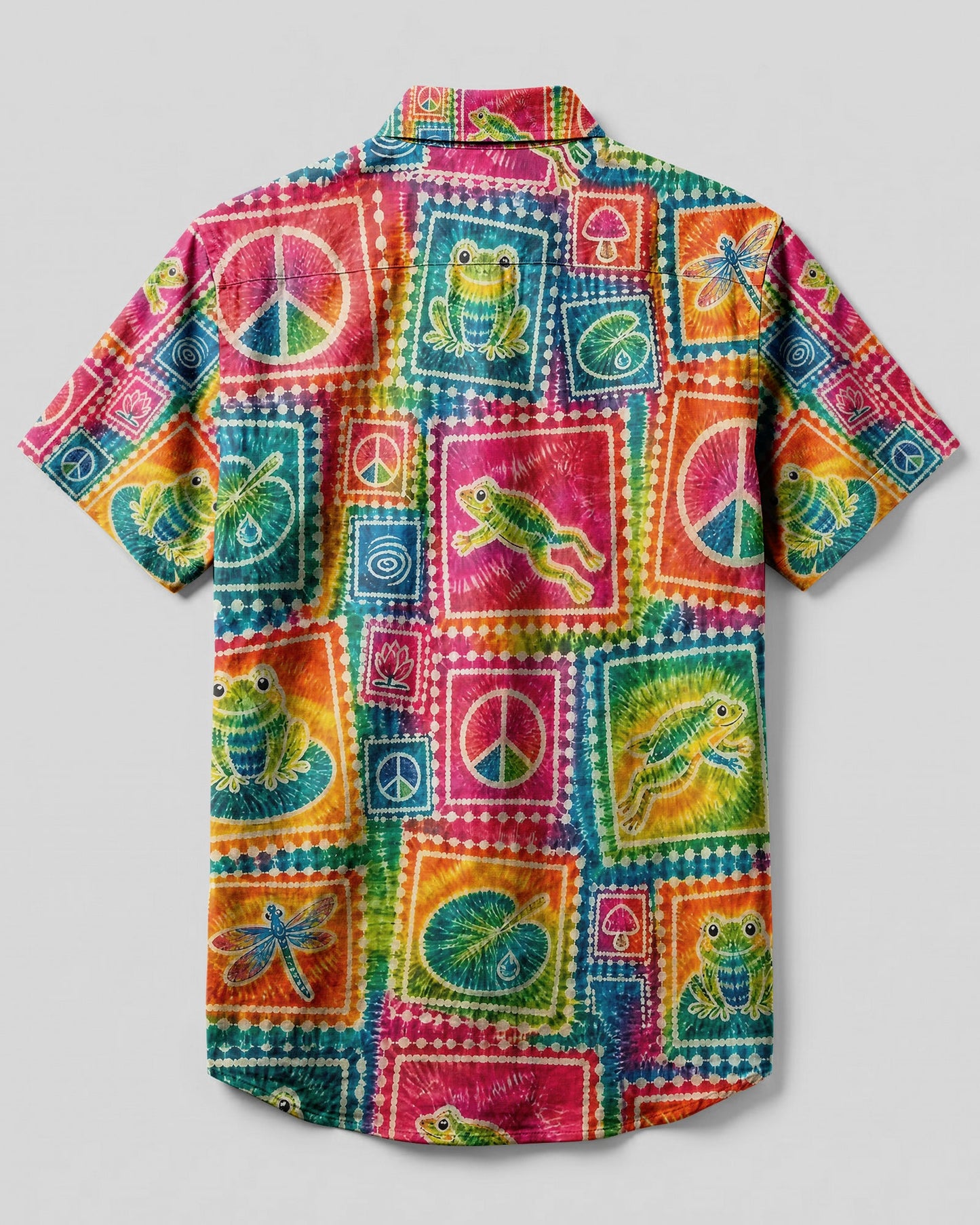 FROG PEACE PATCHWORK BUTTON-DOWN COLLAR SHIRT - KMTM2506262