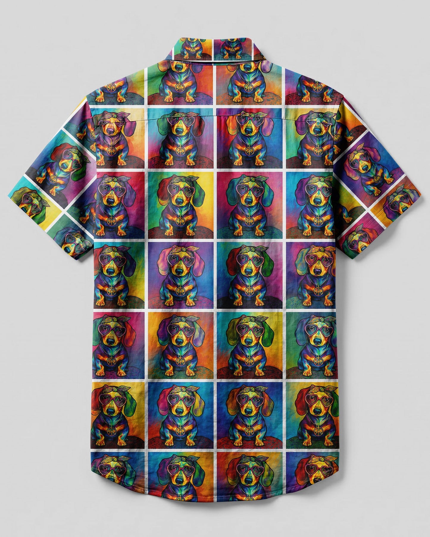 DACHSHUND POLAROID PATTERN BUTTON-DOWN COLLAR SHIRT - RITM2406261