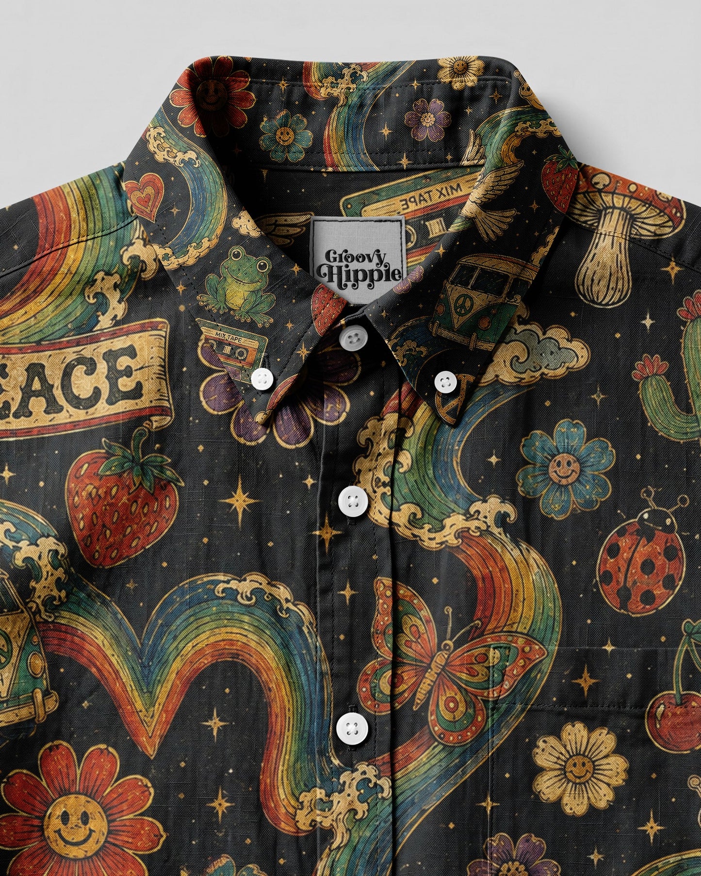 PEACE LOVE RAINBOW TRAILS BUTTON-DOWN COLLAR SHIRT - KMTM1706262