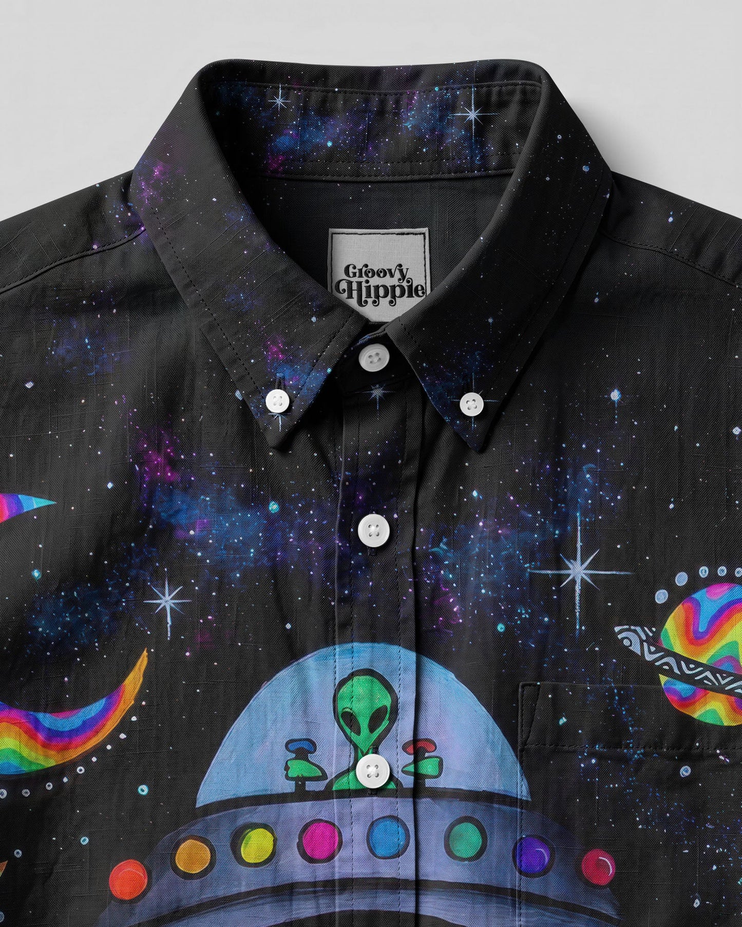 PSYCHEDELIC UFO MUSHROOM COLORFUL BUTTON-DOWN COLLAR SHIRT - TLTW1606264