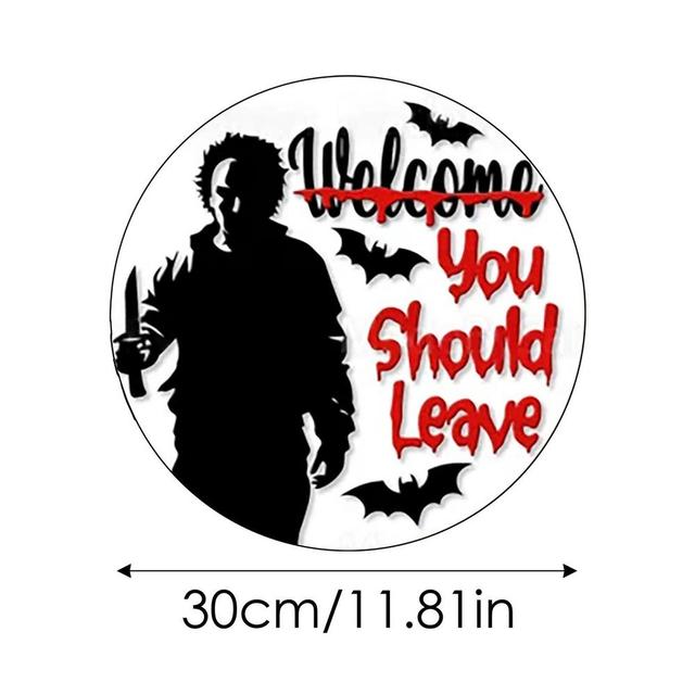 Halloween Wooden Doorplate Front Door Signs Horror Welcome Signs