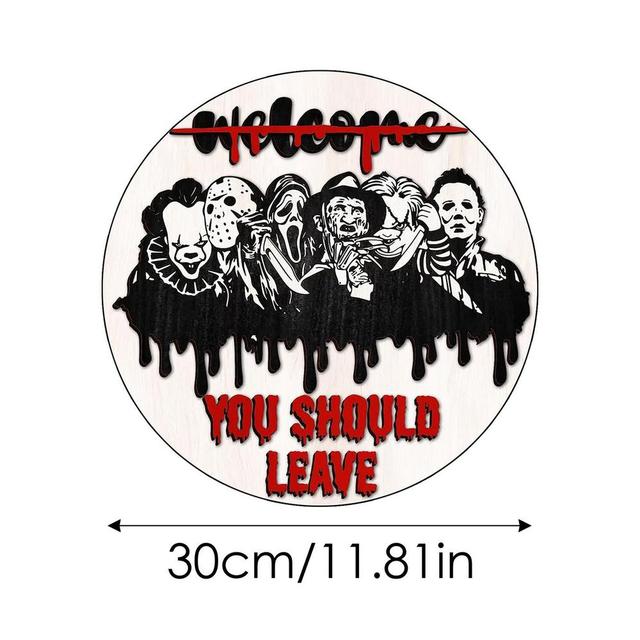 Halloween Wooden Doorplate Front Door Signs Horror Welcome Signs