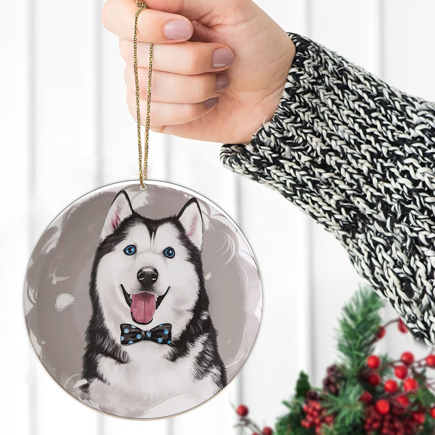 Husky Custom Pet Dog Cat Ceramic Ornament