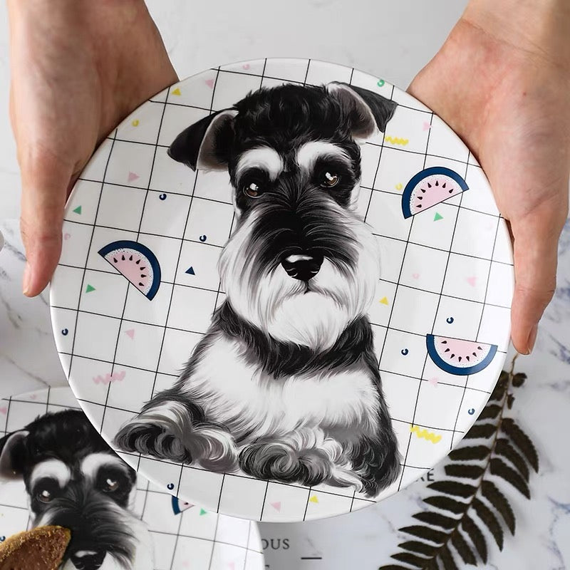 Schnauzer Custom Household Pet Ceramic Plate