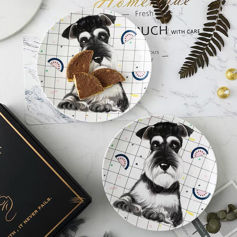 Schnauzer Custom Household Pet Ceramic Plate