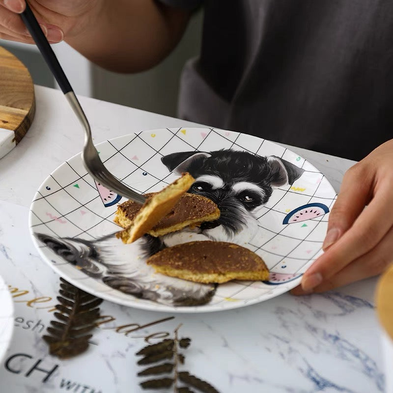 Schnauzer Custom Household Pet Ceramic Plate