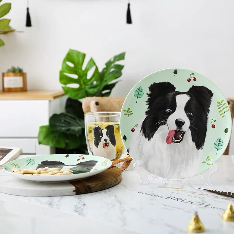 Border Collie Custom Household Pet Ceramic Plate