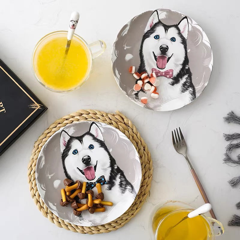 Husky Custom Household Pet Ceramic Plate