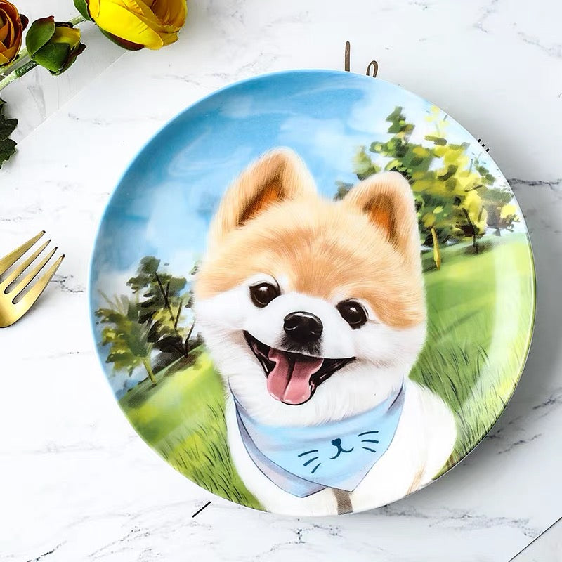 Pomeranian Custom Household Pet Ceramic Plate
