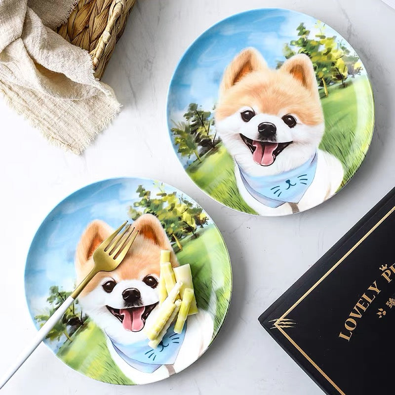 Pomeranian Custom Household Pet Ceramic Plate