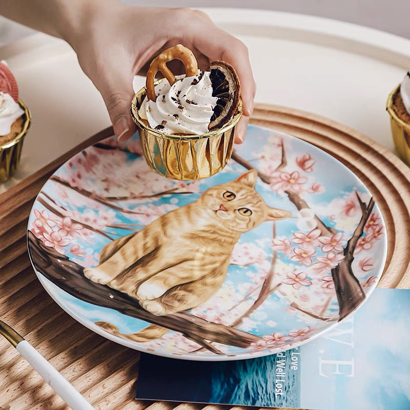 Orange Cat Custom Household Pet Ceramic Plate