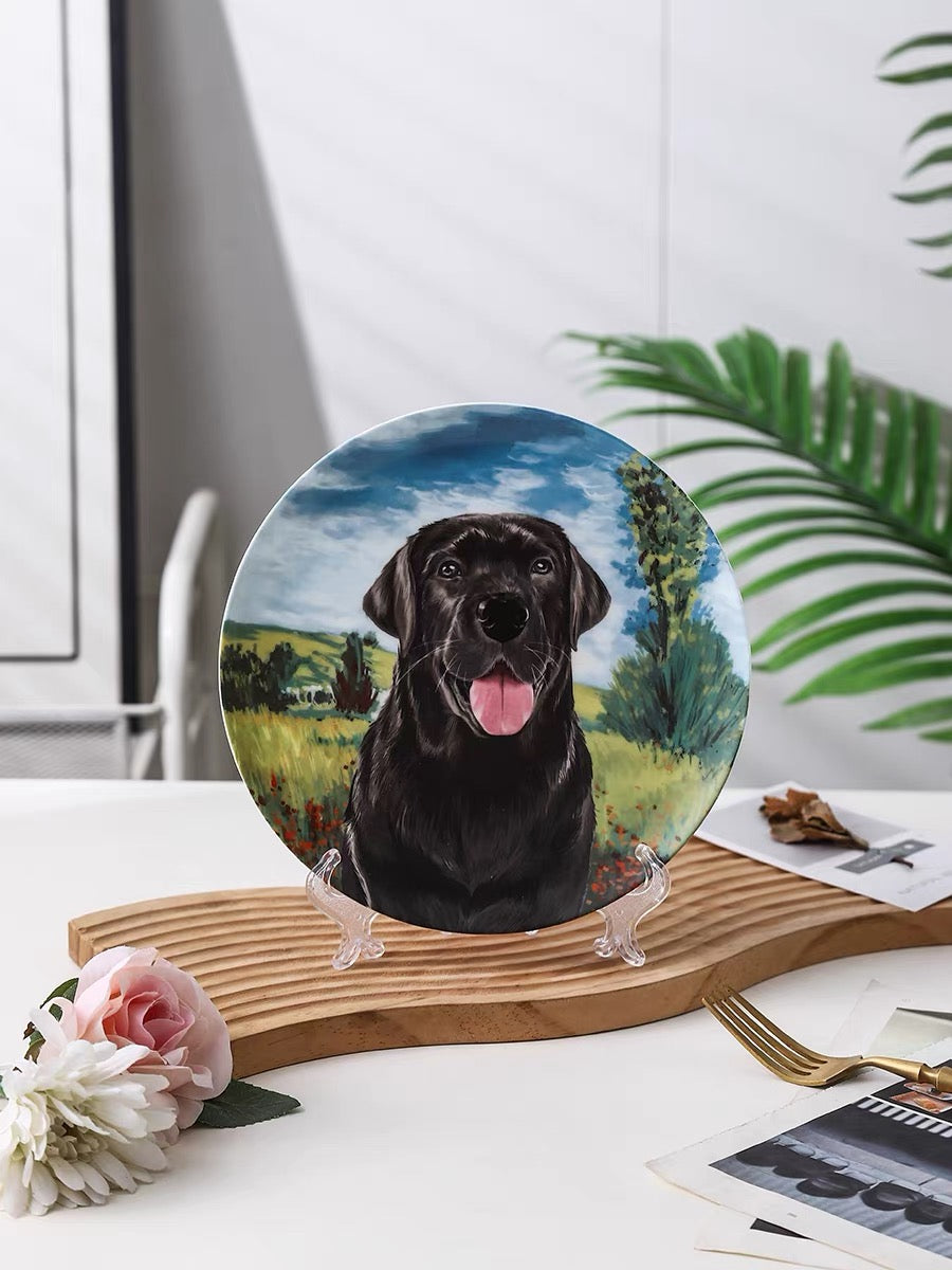Black Labrador Retriever Custom Household Pet Ceramic Plate