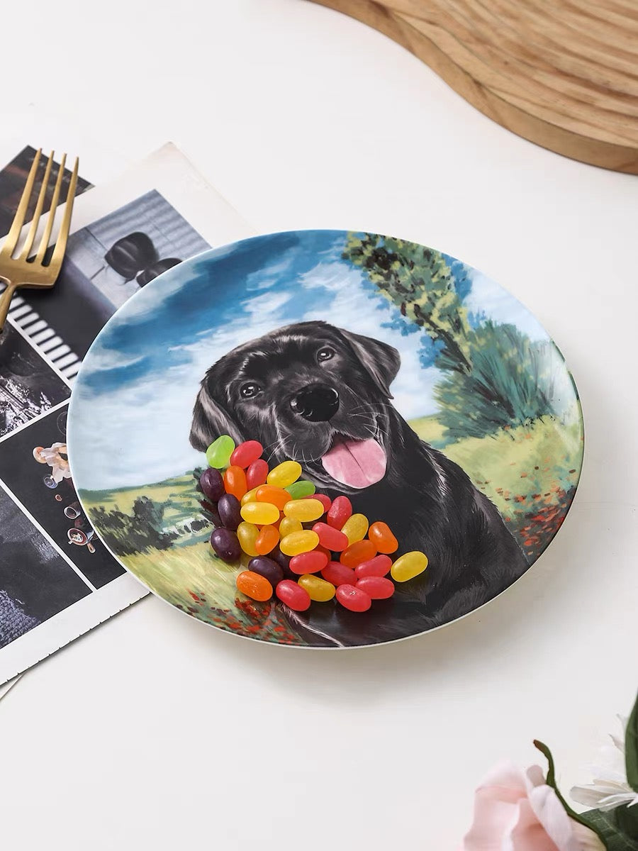 Black Labrador Retriever Custom Household Pet Ceramic Plate