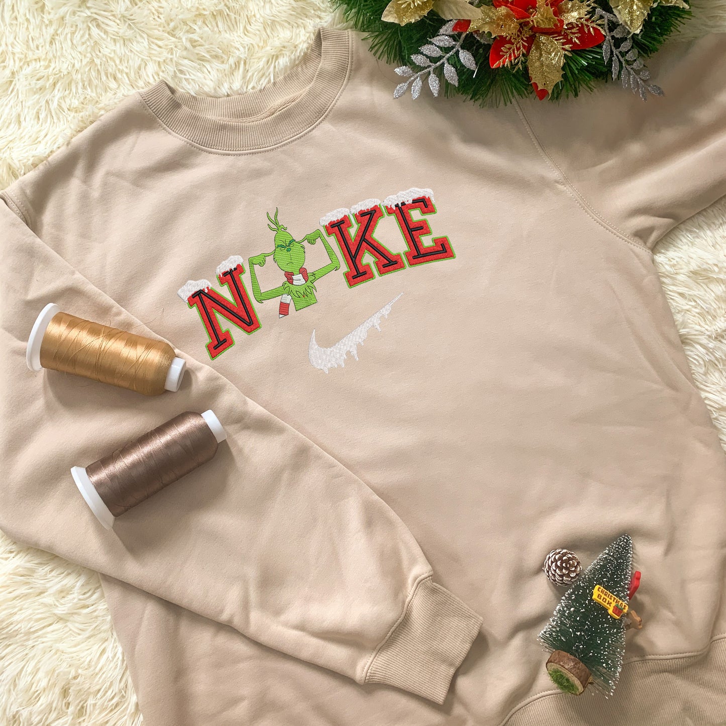 Personalized Embroidered Christmas The G-r-i-n-c-h Hoodie Sweatshirt T-Shirt
