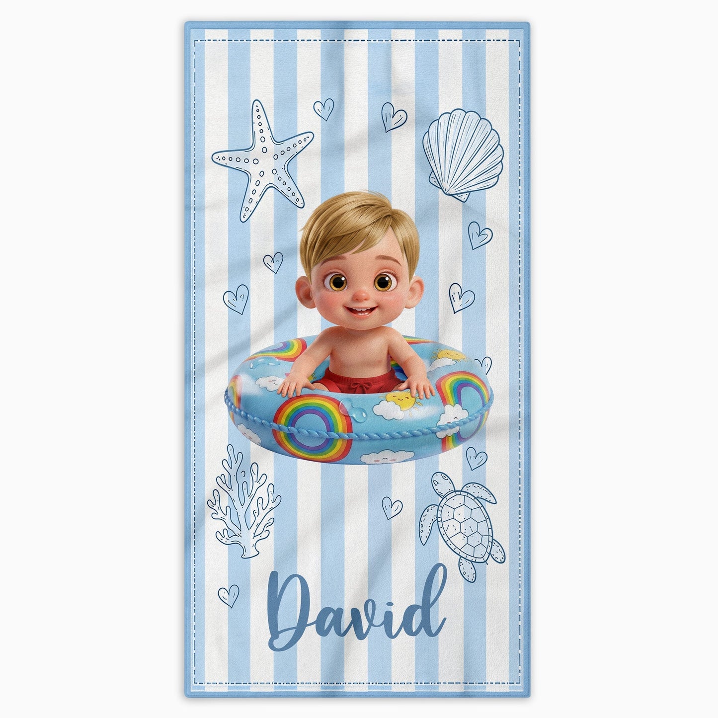 Personalized Beach Towel for Kids Custom Name Colorful Sea Animals Beach Towels GradoCreations