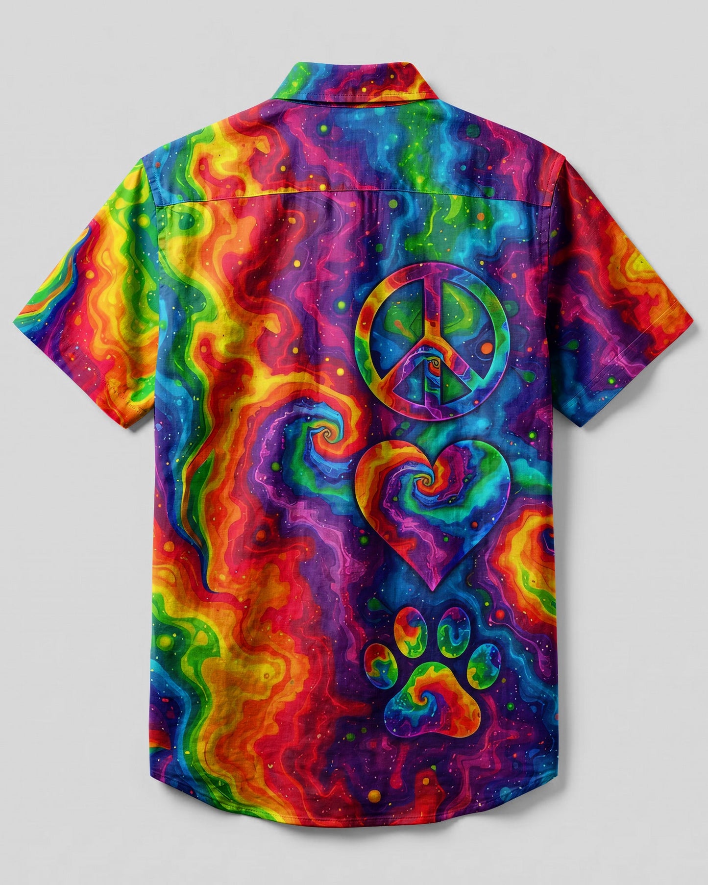 PEACE LOVE AND PAW COLORFUL BUTTON-DOWN COLLAR SHIRT - TYQY2306261