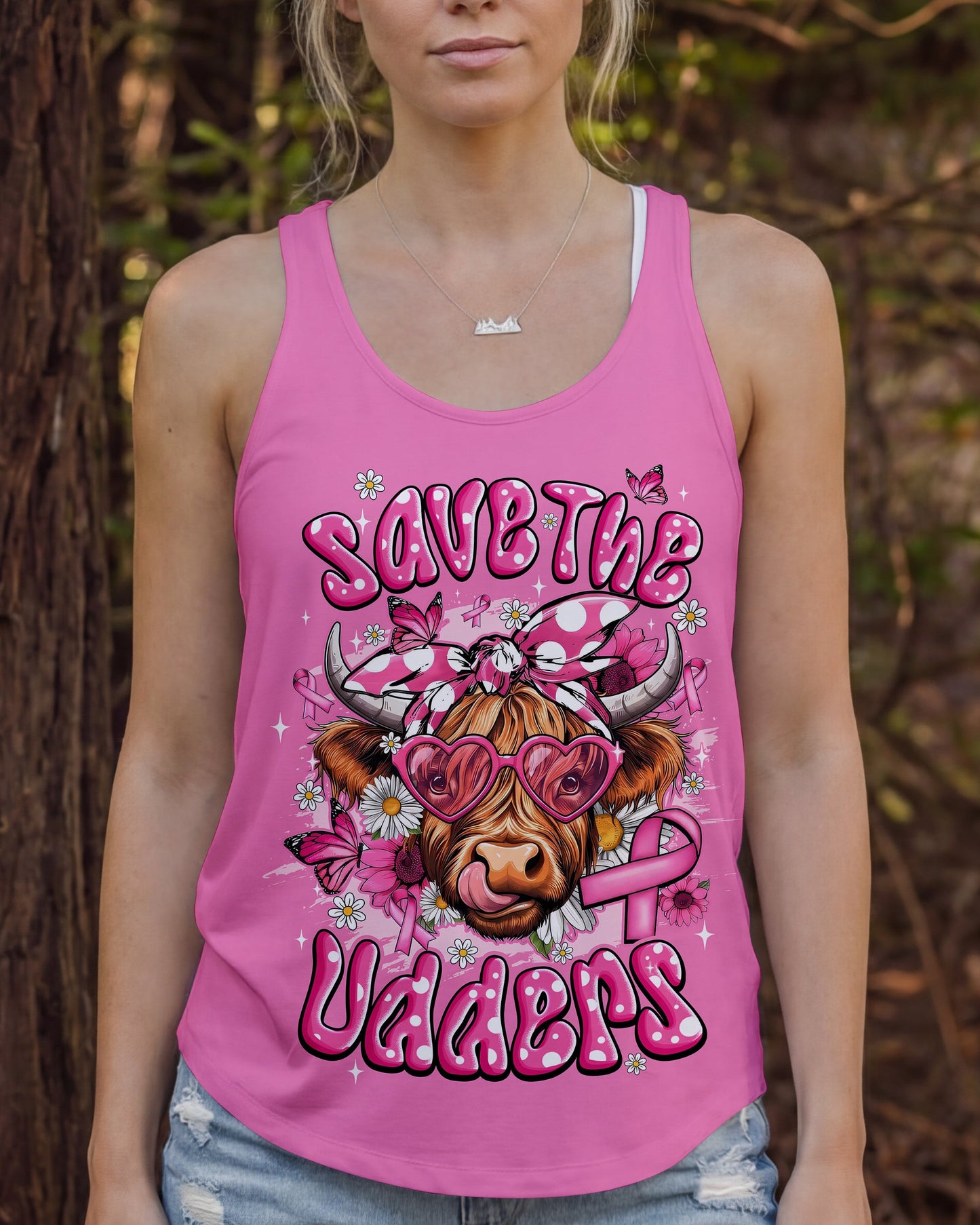 SAVE THE UDDERS HIGHLAND COW BREAST CANCER AWARENESS ALL OVER PRINT - TYQY1507262