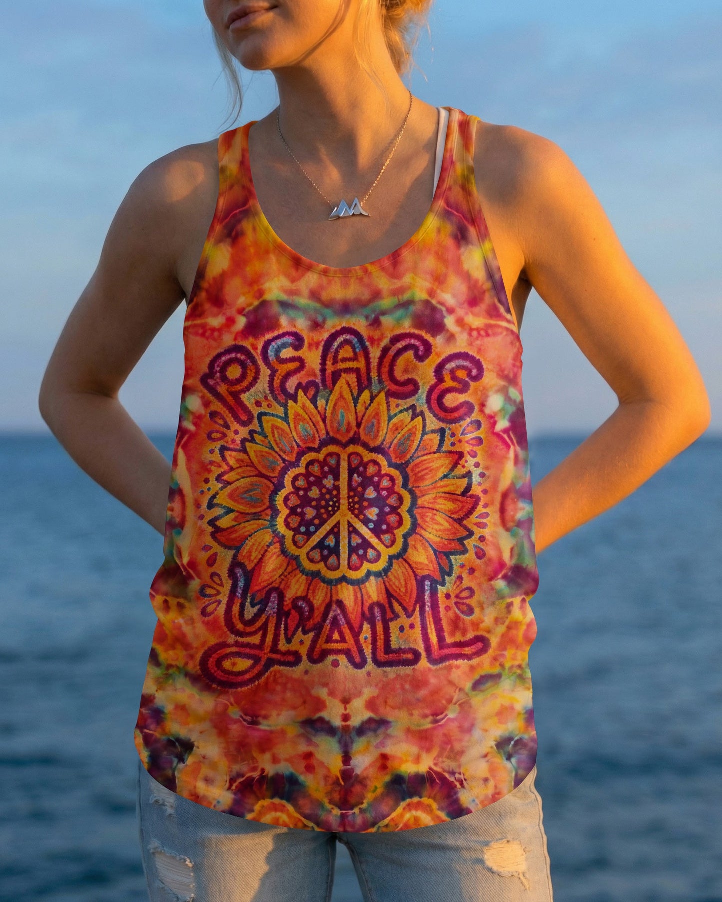 PEACE Y'ALL SUNFLOWER ALL OVER PRINT - RI0707261