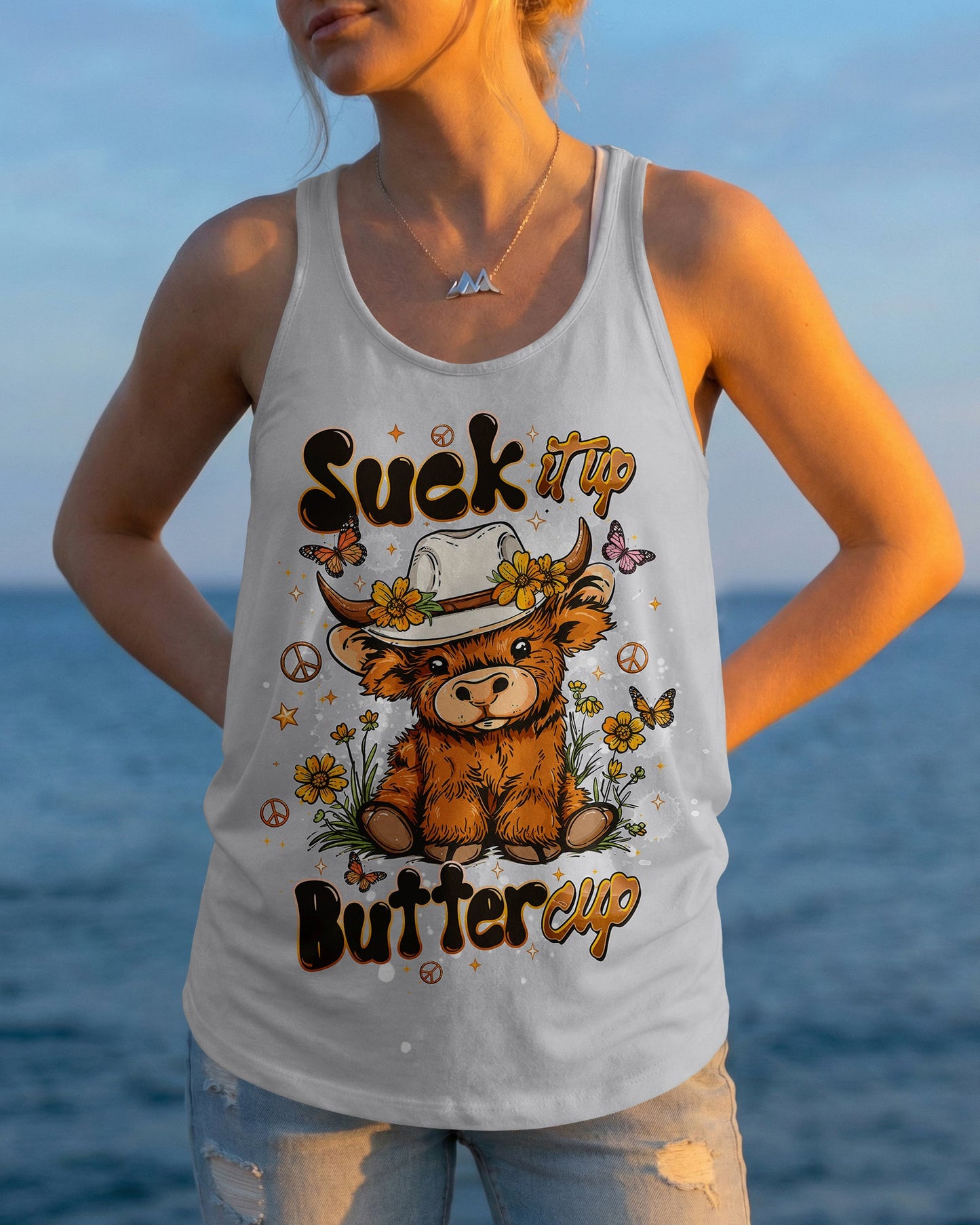 SUCK IT UP BUTTERCUP HIGHLAND COW ALL OVER PRINT - TLTW1006262