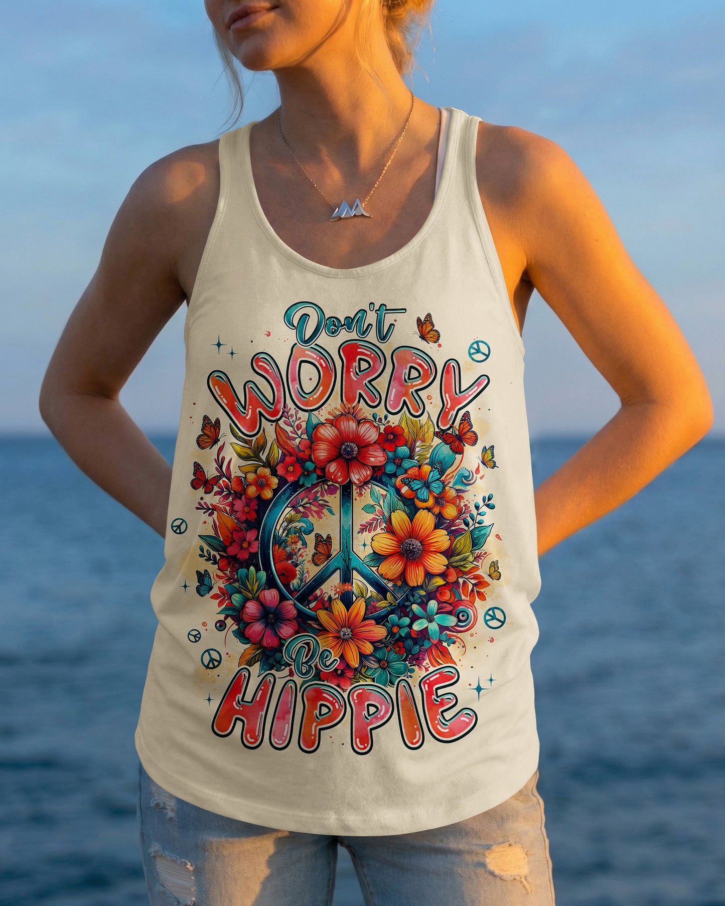 DON'T WORRY BE HIPPIE FLOWERS ALL OVER PRINT - TYPQ1404261