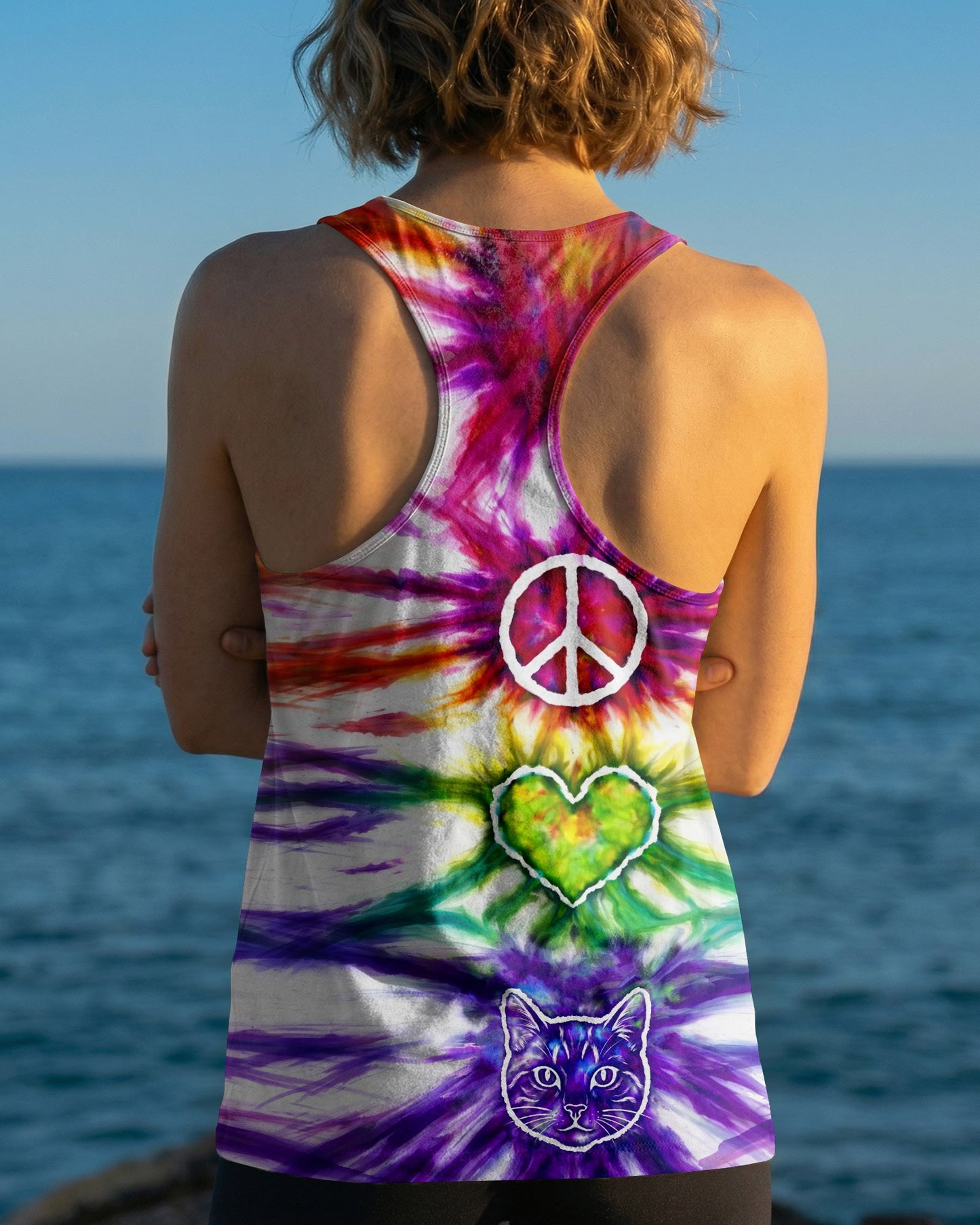 PEACE LOVE CAT FACE ALL OVER PRINT - TLHG15042641