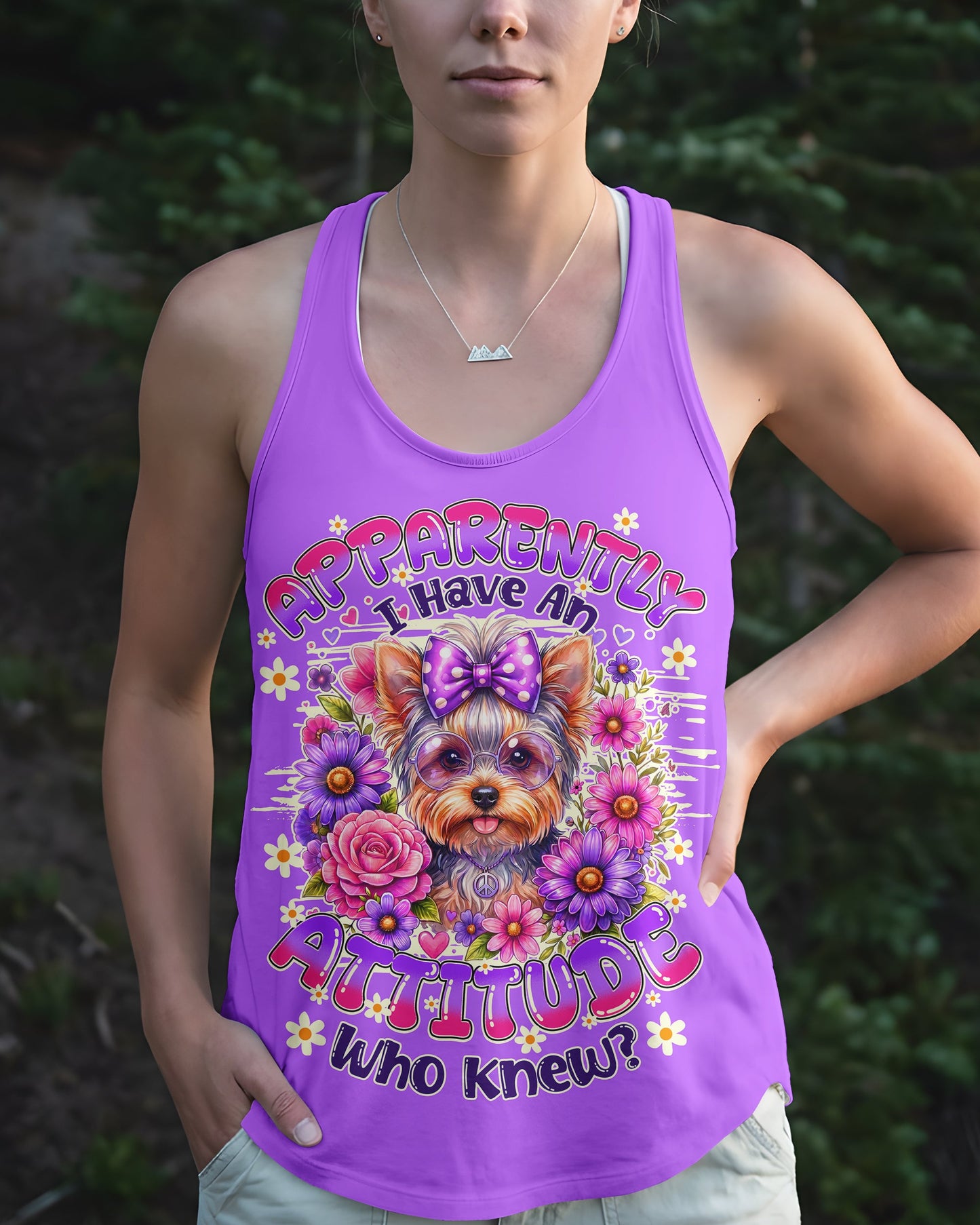 APPARENTLY I HAVE AN ATTITUDE WHO KNEW YORKSHIRE TERRIER DOG ALL OVER PRINT - TY1605261